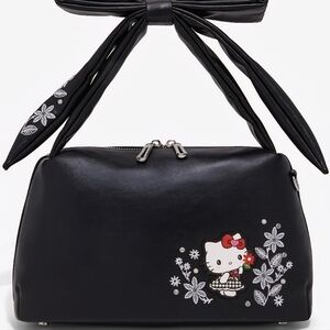 Hello Kitty Black Shoulder Bag with Floral Accents